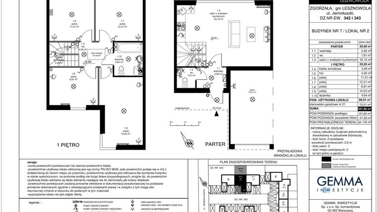 Rzut - Dom na sprzedaż 5 pokoi o powierzchni 137,35 m² - numer DOM 7.2 w Mozaika VI