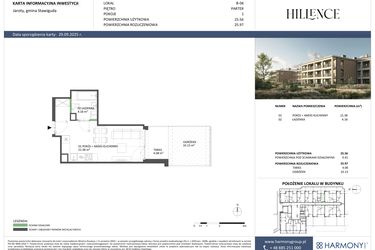 Rzut - Mieszkanie na sprzedaż 1 pokój o powierzchni 25,56 m² - numer B-06 w Hillence etap 2