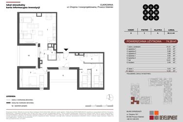 Rzut - Mieszkanie na sprzedaż 4 pokoje o powierzchni 74,29 m² - numer M.A.3.044 w CUKROWNIA