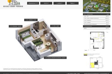 Rzut - Mieszkanie na sprzedaż 2 pokoje o powierzchni 41,3 m² - numer C.1.7 w Dobry Poranek