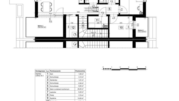 Rzut - Mieszkanie na sprzedaż 3 pokoje o powierzchni 78,41 m² - numer B2.1 w Osiedle Paprociowa