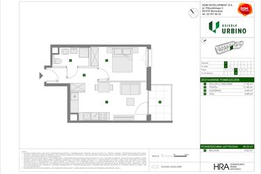 Rzut - Mieszkanie na sprzedaż 2 pokoje o powierzchni 38,53 m² - numer 5.1.A.16 w Osiedle Urbino etap 5