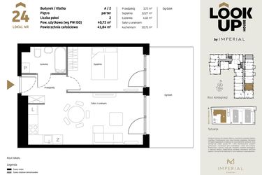 Rzut - Mieszkanie na sprzedaż 2 pokoje o powierzchni 40,72 m² - numer A24 w Look Up House