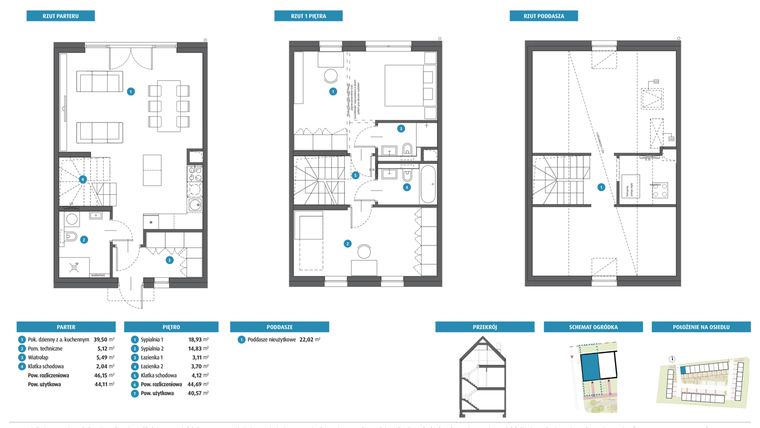 Rzut - Dom na sprzedaż 3 pokoje o powierzchni 90,84 m² - numer 1a w Leszczyńskiego 25