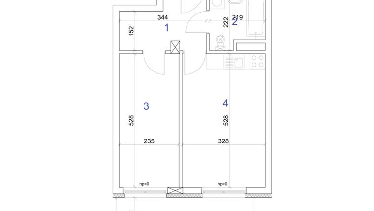 Rzut - Mieszkanie na sprzedaż 2 pokoje o powierzchni 40,17 m² - numer 6A.62 w Mierzeja Wiślana etap IV