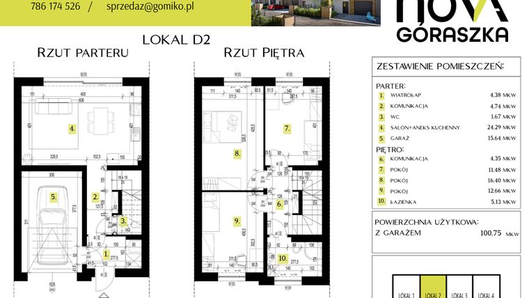 Rzut - Mieszkanie na sprzedaż 4 pokoje o powierzchni 147,9 m² - numer D2 w Nova Góraszka