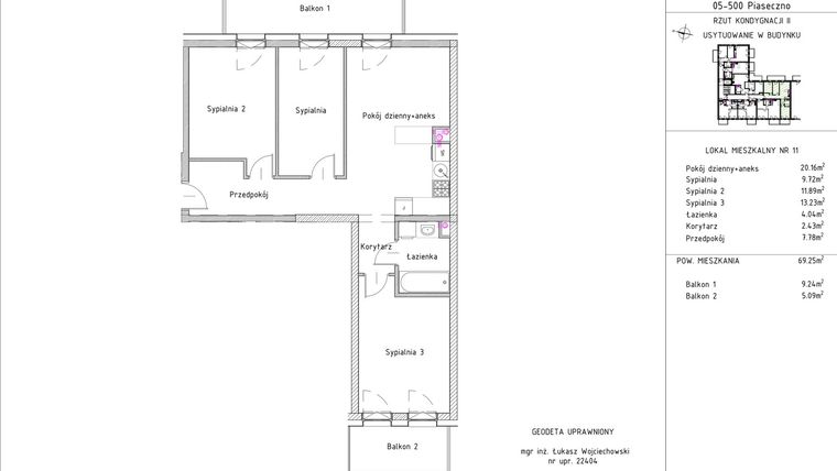 Rzut - Mieszkanie na sprzedaż 4 pokoje o powierzchni 69,25 m² - numer B2 – M1.4 w Primacasa