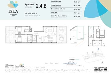 Rzut - Mieszkanie na sprzedaż 2 pokoje o powierzchni 79,31 m² - numer 2.4B w Isea - Estepona