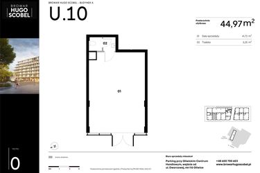 Rzut - Lokal użytkowy na sprzedaż 1 pokój o powierzchni 44,97 m² - numer U.10 w Browar HUGO SCOBEL