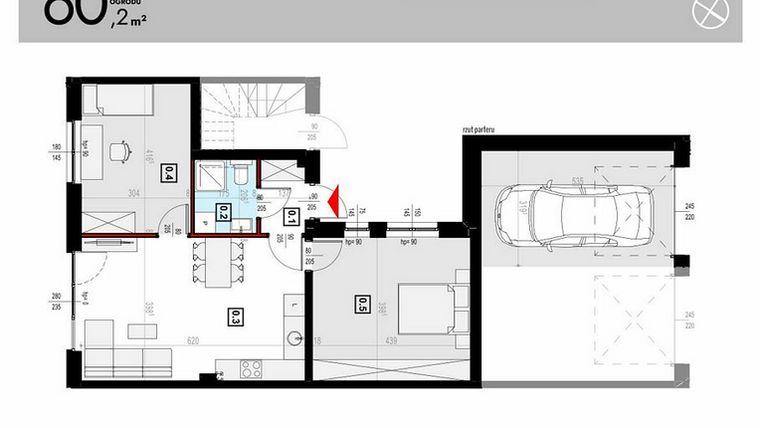 Rzut - Mieszkanie na sprzedaż 3 pokoje o powierzchni 76,87 m² - numer J3/1 w Osiedle Malarska etap VII