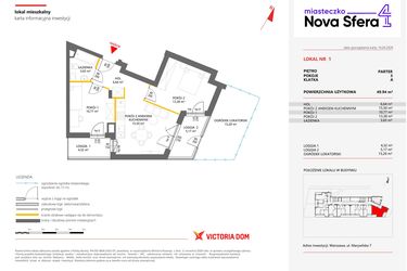 Rzut - Mieszkanie na sprzedaż 3 pokoje o powierzchni 49,94 m² - numer 1 w Miasteczko Nova Sfera 4