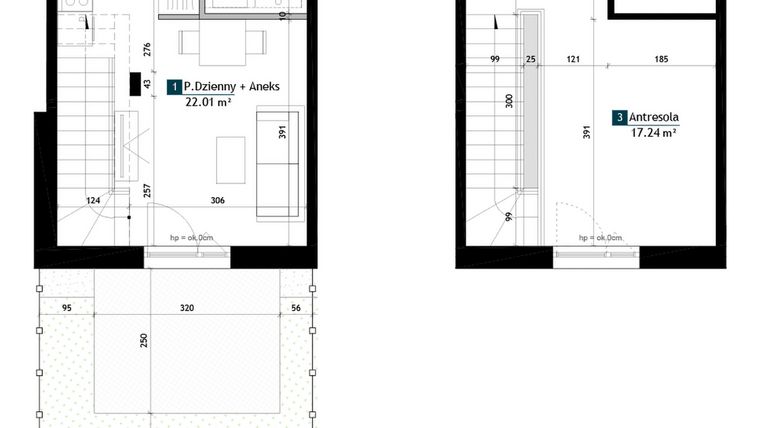 Rzut - Mieszkanie na sprzedaż 1 pokój o powierzchni 42,86 m² - numer AB0003 w Viva Cité 2