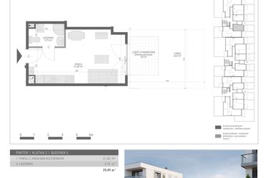 Rzut - Mieszkanie na sprzedaż 1 pokój o powierzchni 25,45 m² - numer 41 w Monsa bud. E