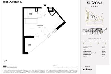 Rzut - Mieszkanie na sprzedaż 1 pokój o powierzchni 30,31 m² - numer A1.7 w Witosa Park