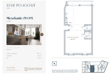 Rzut - Mieszkanie na sprzedaż 1 pokój o powierzchni 100,39 m² - numer M.9 w Stare Podgórze