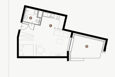 Rzut - Mieszkanie na sprzedaż 1 pokój o powierzchni 36,43 m² - numer II.2.20 w Tuwima Apartments