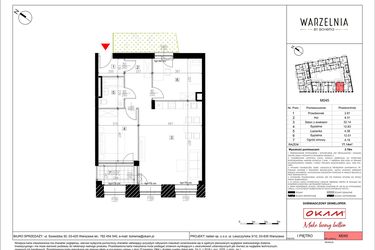 Rzut - Mieszkanie na sprzedaż 3 pokoje o powierzchni 72,54 m² - numer M045 w Warzelnia by Bohema