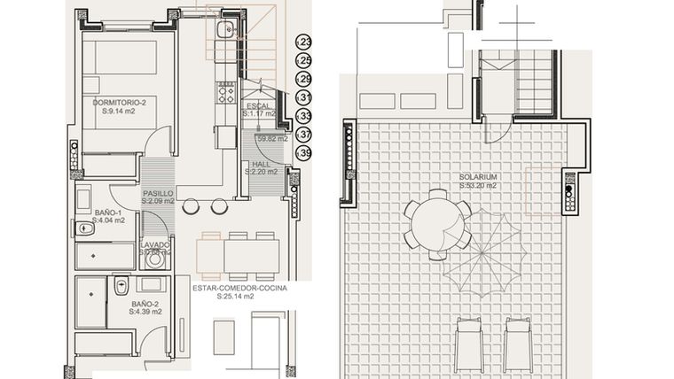 Rzut - Mieszkanie na sprzedaż 2 pokoje o powierzchni 136,6 m² - numer 1-1.39 w Apartamenty w Torrevieja - 51618202