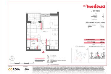 Rzut - Mieszkanie na sprzedaż 1 pokój o powierzchni 41,29 m² - numer A.092 w Modena II