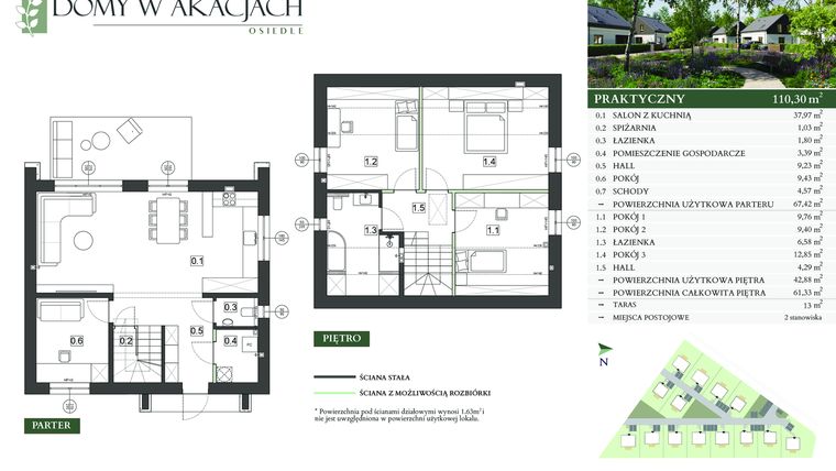 Rzut - Dom na sprzedaż 5 pokoi o powierzchni 110,3 m² - numer P1 w Domy w akacjach