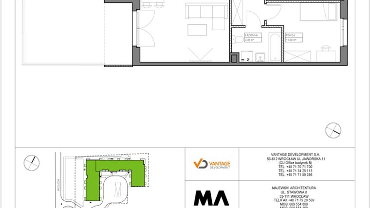 Rzut - Mieszkanie na sprzedaż 3 pokoje o powierzchni 65,92 m² - numer PT/B/0/1 w Przystanek Tarnogaj