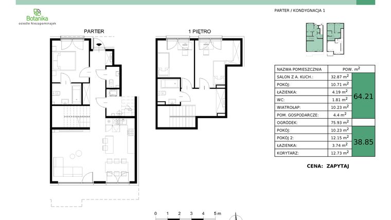 Rzut - Mieszkanie na sprzedaż 4 pokoje o powierzchni 102,05 m² - numer 13-M1 w Osiedle Niezapominajek