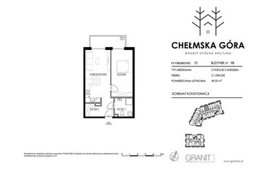 Rzut - Mieszkanie na sprzedaż 2 pokoje o powierzchni 49,24 m² - numer C-9B-M10 w Chełmska Góra
