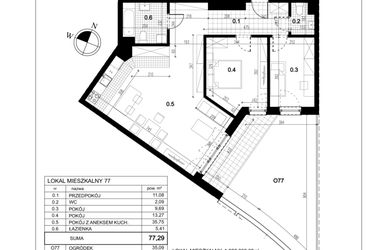Rzut - Mieszkanie na sprzedaż 3 pokoje o powierzchni 77,29 m² - numer C.77 w Przewóz 4