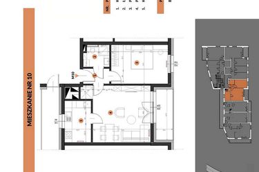 Rzut - Mieszkanie na sprzedaż 2 pokoje o powierzchni 50,57 m² - numer 10 w Buraczana 27