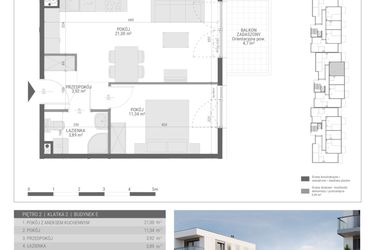 Rzut - Mieszkanie na sprzedaż 2 pokoje o powierzchni 40,15 m² - numer 32 w Monsa bud. E