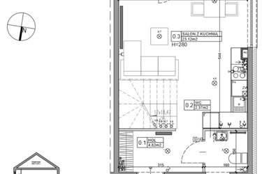 Rzut - Dom na sprzedaż 3 pokoje o powierzchni 65,15 m² - numer 23 w Zielone Ogrody