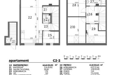 Rzut - Mieszkanie na sprzedaż 4 pokoje o powierzchni 89,9 m² - numer C2-2 w Aleja Miodowa