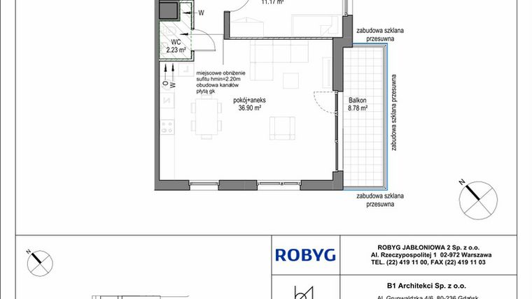 Rzut - Mieszkanie na sprzedaż 3 pokoje o powierzchni 75,48 m² - numer A.3M05 w Kobieli 4