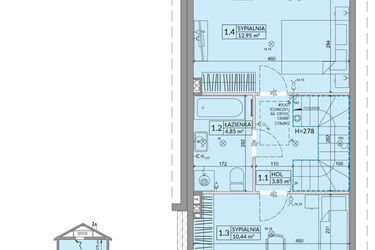 Rzut - Dom na sprzedaż 3 pokoje o powierzchni 68,42 m² - numer 5A w Osiedle Słoneczne