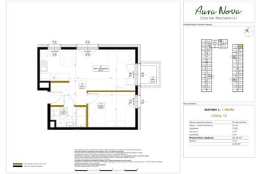 Rzut - Mieszkanie na sprzedaż 2 pokoje o powierzchni 43,16 m² - numer 15 w Aura Nova etap II
