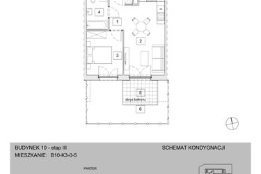 Rzut - Mieszkanie na sprzedaż 2 pokoje o powierzchni 39,43 m² - numer B10-K3-0-5 w Żerniki na Novo III