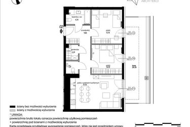 Rzut - Mieszkanie na sprzedaż 3 pokoje o powierzchni 65,7 m² - numer B7.02 w Andromeda