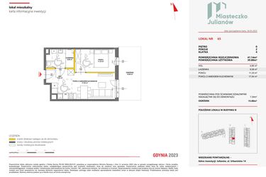 Rzut - Mieszkanie na sprzedaż 2 pokoje o powierzchni 41,14 m² - numer 65 w Miasteczko Julianów