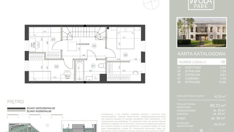 Rzut - Dom na sprzedaż 5 pokoi o powierzchni 85,73 m² - numer 2B w Nova Wola Park II