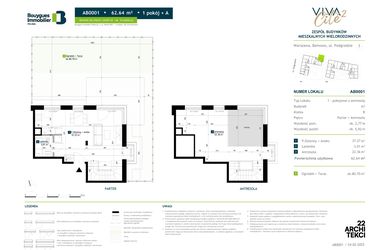 Rzut - Mieszkanie na sprzedaż 1 pokój o powierzchni 62,64 m² - numer AB0001 w Viva Cité 2