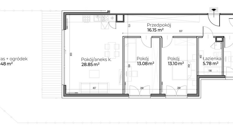 Rzut - Mieszkanie na sprzedaż 4 pokoje o powierzchni 91,69 m² - numer M3 w Vido