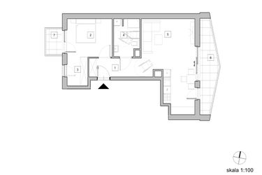 Rzut - Mieszkanie na sprzedaż 2 pokoje o powierzchni 55,37 m² - numer D2_3 w ATAL Zawiślańska
