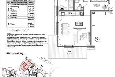 Rzut - Mieszkanie na sprzedaż 4 pokoje o powierzchni 89,47 m² - numer M0.11 w Bulwary Apartamenty