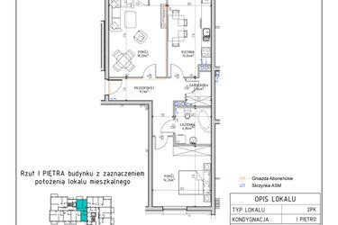Rzut - Mieszkanie na sprzedaż 2 pokoje o powierzchni 62,3 m² - numer 6 w Osiedle Sady bud. E4