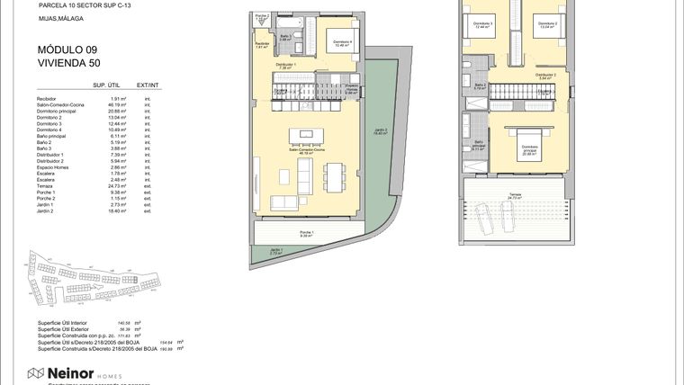 Rzut - Mieszkanie na sprzedaż 4 pokoje o powierzchni 140 m² - numer 9.50 w Evergreen Homes - Mijas
