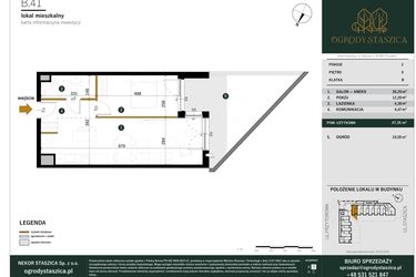 Rzut - Mieszkanie na sprzedaż 2 pokoje o powierzchni 47,35 m² - numer B.41 w Ogrody Staszica