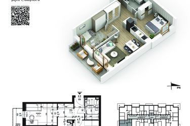 Rzut - Mieszkanie na sprzedaż 3 pokoje o powierzchni 53,74 m² - numer 37 w Piano Park etap V