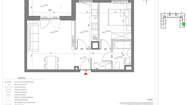 Rzut - Mieszkanie na sprzedaż 2 pokoje o powierzchni 44,66 m² - numer C/126/M w City Vibe