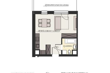 Rzut - Mieszkanie na sprzedaż 1 pokój o powierzchni 32,34 m² - numer 52 w Osiedle Platinum III