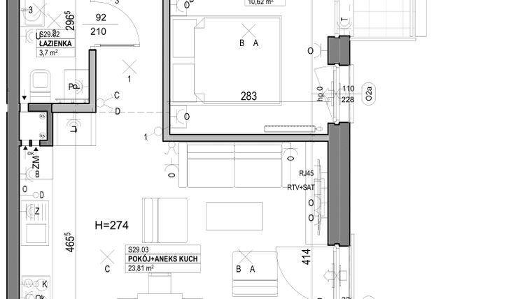 Rzut - Mieszkanie na sprzedaż 2 pokoje o powierzchni 49,54 m² - numer S29 w Miasto Ogród 6 - OSLO i SZTOKHOLM